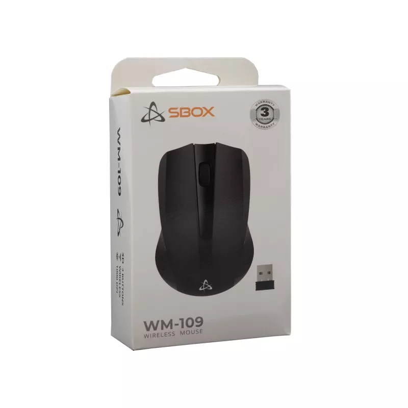 SBOX WM-109 Black belaidė optinė pelė su USB Type-A imtuvu