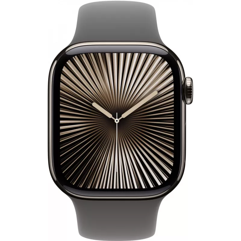 Apple Watch Series 10 GPS + Cellular 42mm Natural Titanium korpusas su Stone Grey Sport apyranke - S/M (MWXD3QF/A)