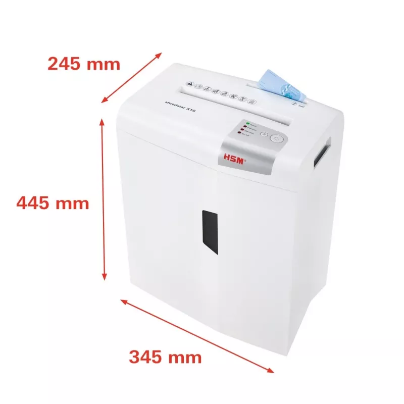HSM shredstar X10 dokumentų smulkintuvas, 4,5 x 30 mm + atskira CD pjovimo sistema
