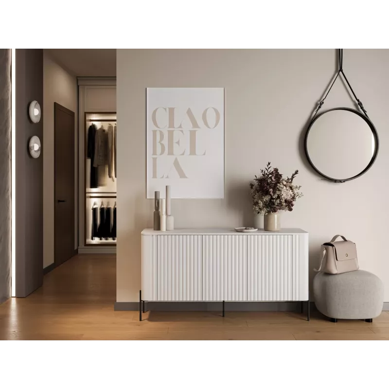 Komoda Cama Meble VERA 150x40x80 cm matinė balta, medžio drožlių plokštė, 16 mm rėmas