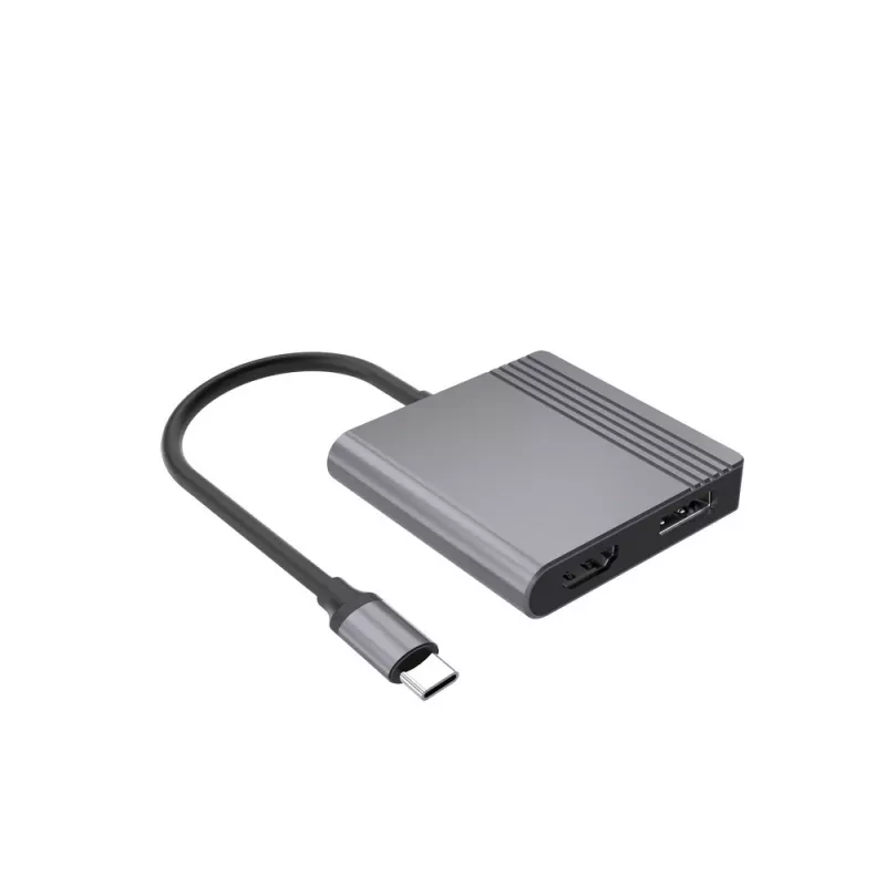 USB-C į HDMI / DisplayPort adapteris GEMBIRD A-CM-HDMIFDPF-01, 4K 60Hz, juodas