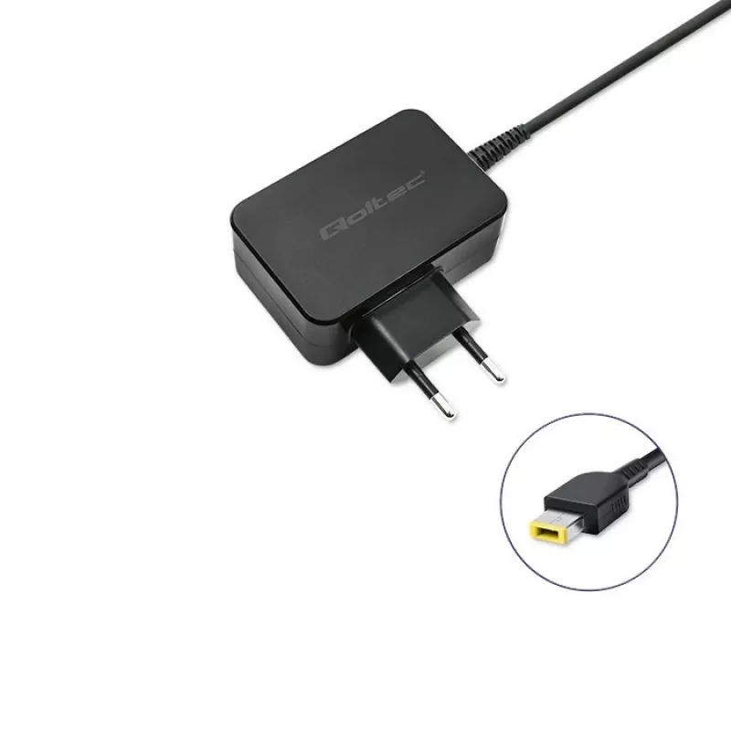Qoltec 51035 maitinimo blokas Lenovo įrenginiams, 45 W, 20 V 2,25 A, Slim tip+pin, patalpoms, juodas