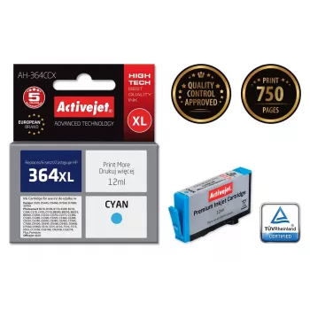 Suderinama kasetė ActiveJet AH-364CCX Cyan, didelės talpos (XL), 12 ml, dažų pagrindu, HP 364XL CB323EE pakaitalas