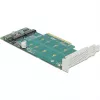 DeLOCK PCI Express x8 kortelė su 2 vidiniais NVMe M.2 Key M lizdais, bifurkacija, Low Profile formato