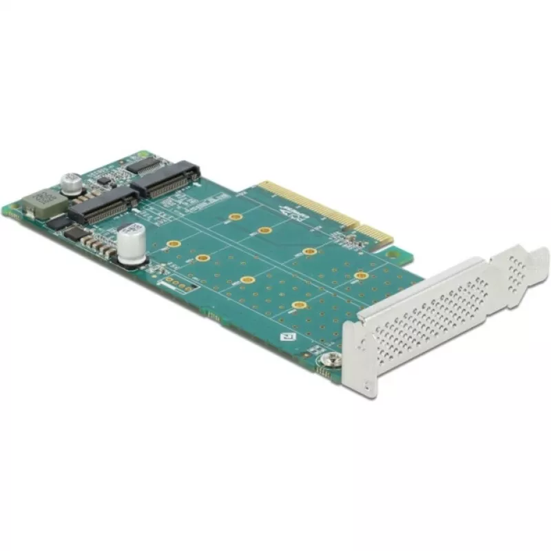 DeLOCK PCI Express x8 kortelė su 2 vidiniais NVMe M.2 Key M lizdais, bifurkacija, Low Profile formato