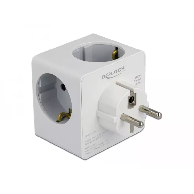 Maitinimo adapteris su kištuku F tipu DeLOCK 11496 2 USB prievadai 5V 2,4A 3A