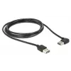 USB kabelis DeLOCK 1m USB 2.0 A lizdas/kištukas 90° juodas