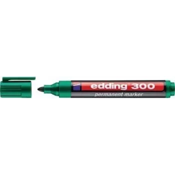 Nuolatinis markeris Edding 300 – žalias antgalis, 1,5 mm brūkšnys, 10 vnt. pakuotė