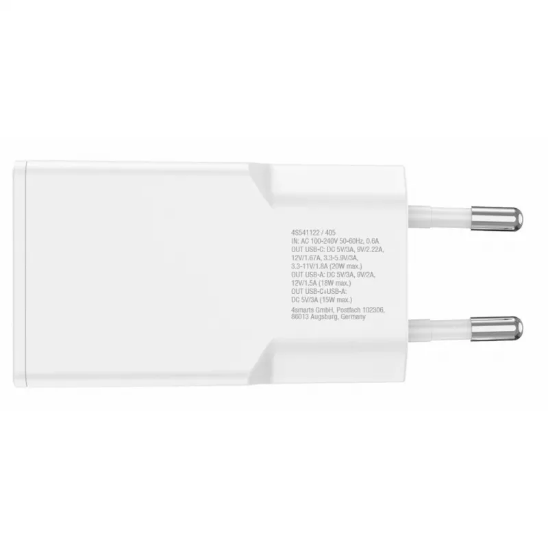 4smarts 541122 Įkroviklis AC greitasis išmaniesiems telefonams ir planšetėms 20 W USB Type-C baltas