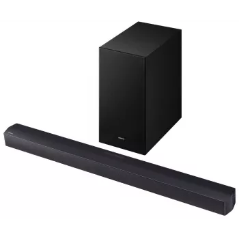 Samsung HW-B450F/EN 2.1 kanalo garsiakalbis su Bluetooth ir belaidžiu žemų dažnių garsiakalbiu, 300 W RMS, Dolby Audio, ARC