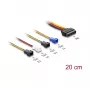Maitinimo laidas DELOCK SATA 15 kaiščių į 4×2 kaiščių ventiliatorių (12V / 7V / 5V), 20 cm