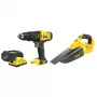 Belaidis įrankių rinkinys STANLEY SFMCK219D1-QW — 18V (20V nominali) Li‑Jon, 2 Ah akumuliatorius, DCD709 gręžtuvas/suktuvas, 6 dalių komplektas su įkrovikliu, dėklu, LED šviesa