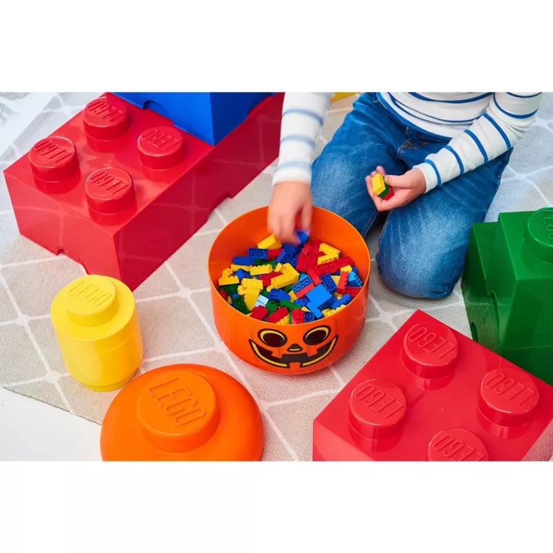 Dėžė daiktams Room Copenhagen LEGO Storage Head Pumpkin didelė oranžinė/juoda