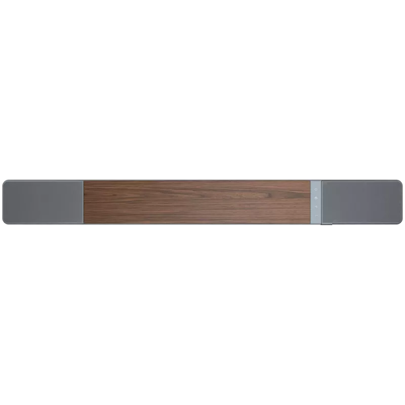 Garsiakalbių juosta KLIPSCH 1073541 — 3.1.2 kanalų, 100 W RMS, įmontuotas žemų dažnių garsiakalbis, Pilka/Riešutas
