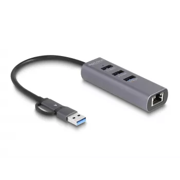 DeLOCK 64282 nešiojamojo kompiuterio dokavimo stotelė ir prievadų replikatorius, laidinis, USB 3.2 Gen 1 (3.1 Gen 1) Type-C, pilka (64282)