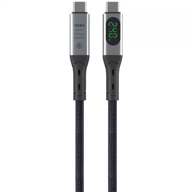 USB-C kabelis 4smarts 541438 USB4 Gen 2x2 1,5 m USB-C juodai pilkas