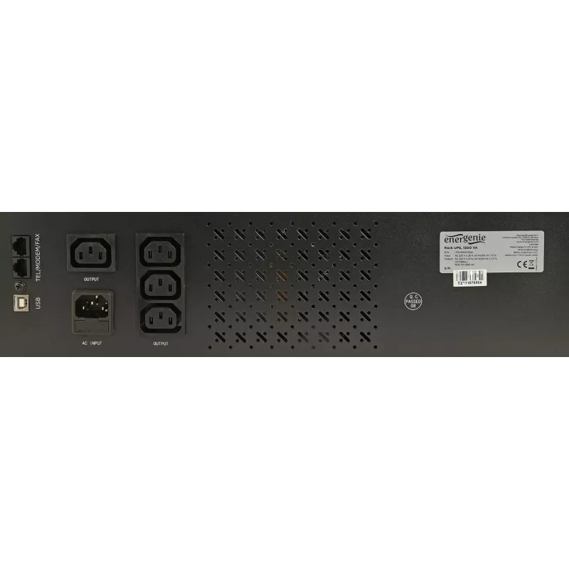 Gembird 19 inch 3.4U 1500VA UPS, 4x IEC 230V išėjimai, IEC14 įėjimas, RJ11, USB, LCD, Line-Interactive 1.5 kVA / 900 W