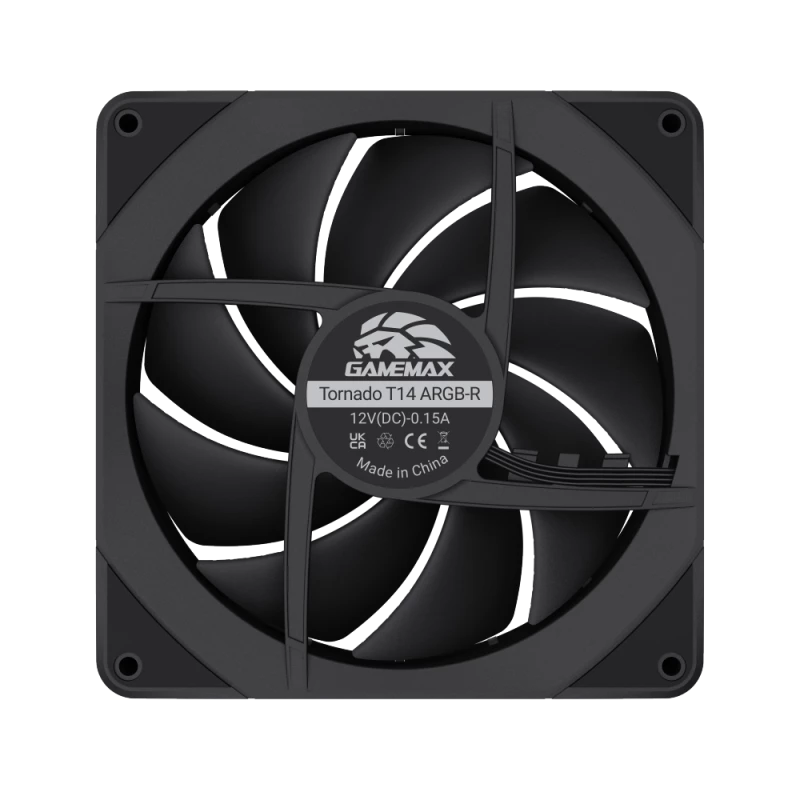 GAMEMAX TORNADO T12 ARGB-R 120mm korpuso ventiliatorius - juodas