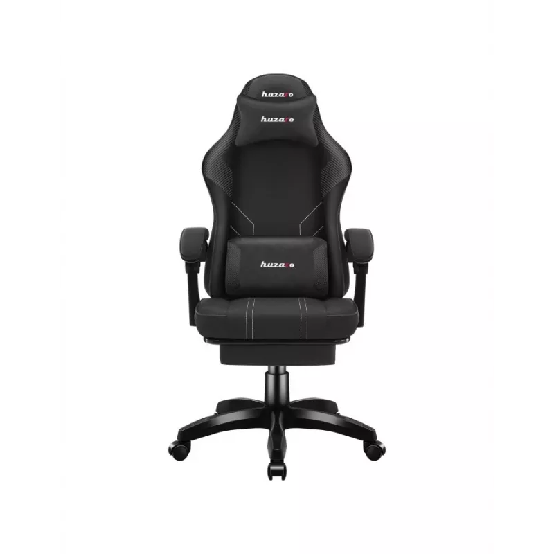 Žaidimų kėdė huzaro Force 3.7 Carbon Black – ergonomiška, aukštis reguliuojamas 107,5–116,5 cm, 5 ratai, juosmens ir kaklo pagalvėlės