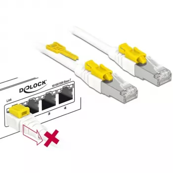 DeLOCK 85335 tinklo kabelis Cat6a S/FTP 5 m baltas su užrakinamu RJ-45 kištuku