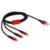 DeLOCK 85892 Laidinis įkrovimo kabelis Lightning / USB – USB (M) į Micro-USB Type B, Lightning, USB-C (M) – 1,0 m – Ekranuotas – Juodas