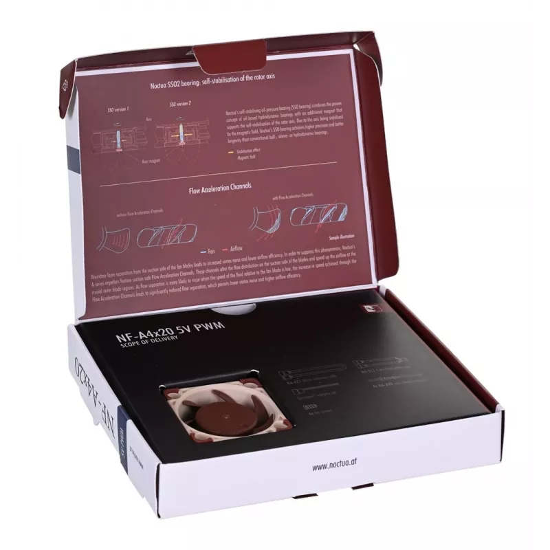 Noctua ventiliatorius NF-A4X20 5V PWM — 40×20 mm, 5 V, 4 kontaktų PWM, 1100–5000 aps./min., 9,4 m³/h
