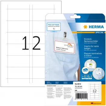 Įdėklai vardinėms kortelėms HERMA A4 75x40 mm 300 vnt.