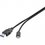 USB 3.1 laidas Renkforce 1460359 — 1x USB 3.0 Type A į 1x USB-C, 0,50 m, juodas