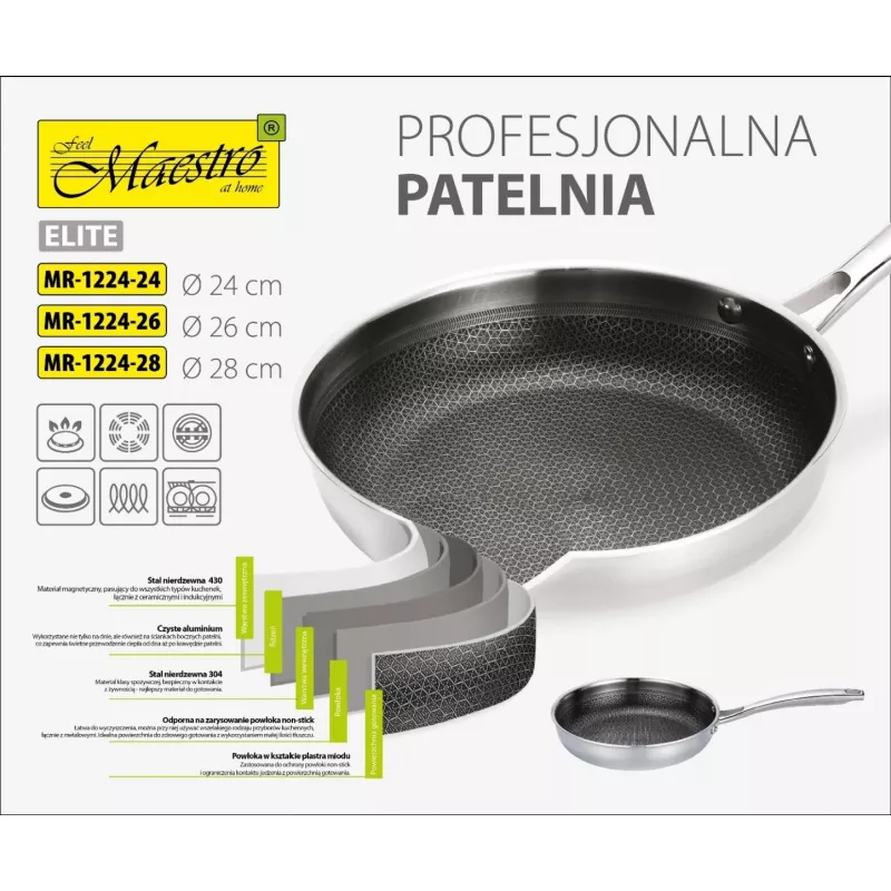 Profesionali keptuvė Maestro MR-1224-24 24 cm