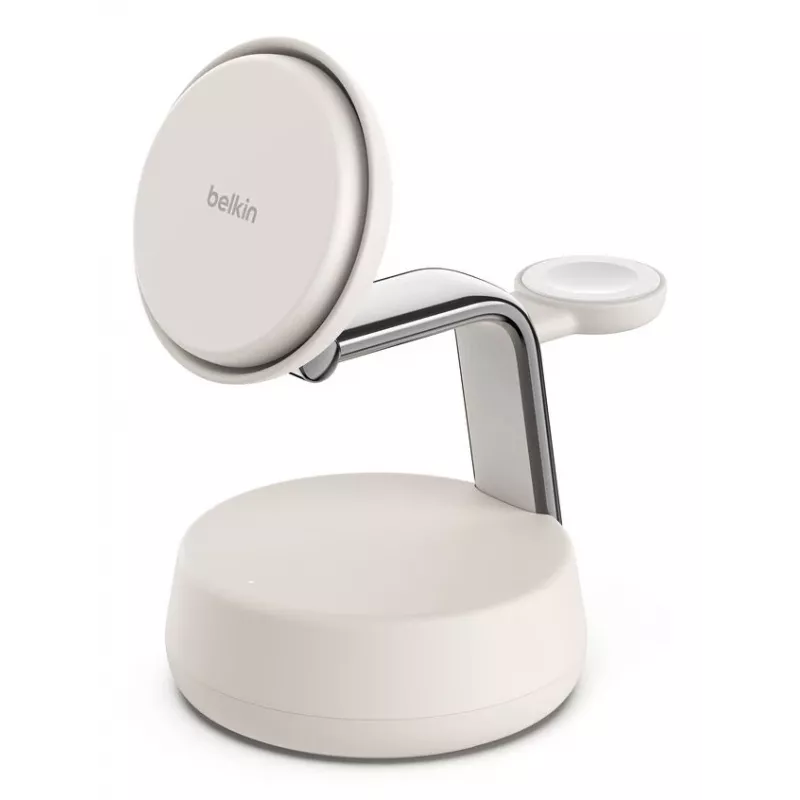 Belaidis USB įkroviklis Belkin Qi2 WIZ040KQSD — 25 W, USB maitinimas, 1,5 m laidas, baltas, išmaniesiems telefonams, išmaniesiems laikrodžiams, ausinėms, sporto apyrankėms