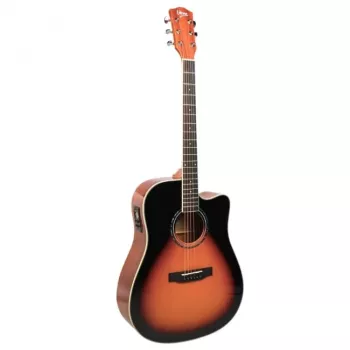 Elektroakustinė gitara V-tone VEAG1 CE 4/4 Wood – pilno dydžio dreadnought su išpjova, eglės viršumi, mahagony šonais ir nugarėle, įmontuotu preampu