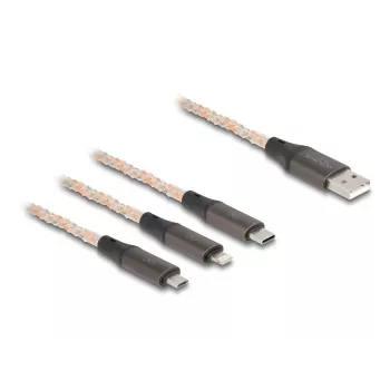 DeLOCK USB kabelis 1,2 m USB 2.0 USB A USB C/Micro-USB B/Lightning permatomas