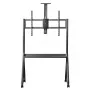 Pertvarkomas TV stovas MACLEAN MC-114 B grindinis mobilus stovas 55–100 colių ekranams, max apkrova 120 kg, VESA 200x200–900x600, aukštis 115–152 cm, juodas, lentyna