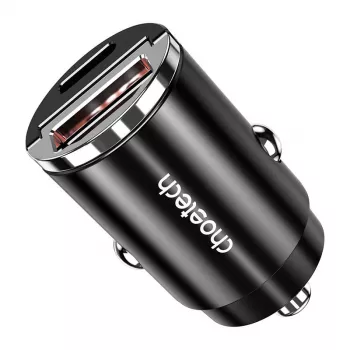 Automobilinis įkroviklis CHOETECH TC0006 30W USB-C/USB-A su QC3.0 ir PD3.0 palaikymu