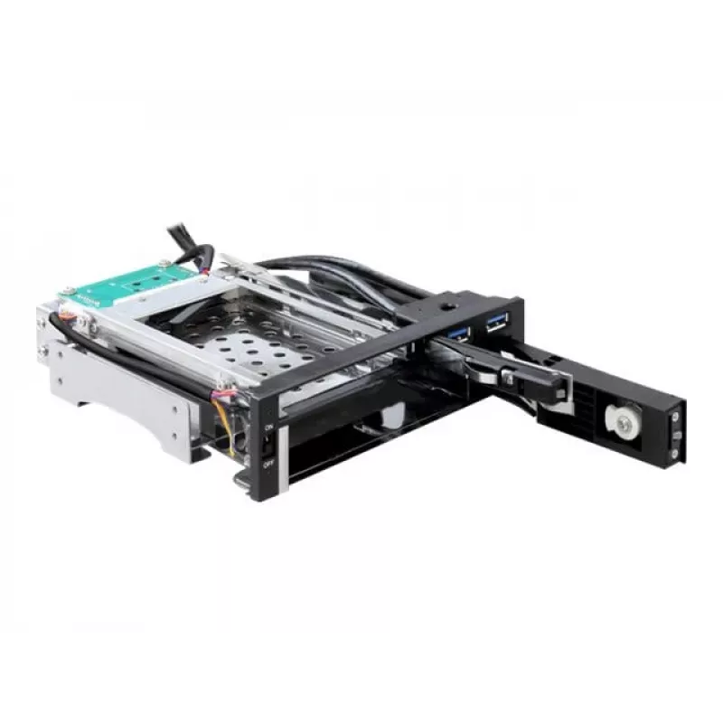 DeLOCK 5,25 colio mobilus krepšelis 1 x 2,5 colio + 1 x 3,5 colio SATA HDD ir 2 x USB 3.0 prievadai (47209)
