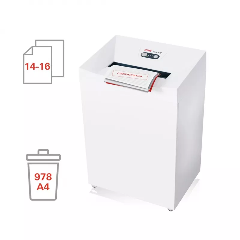 Popierių smulkintuvas HSM Pure 530, smulkinimas dalelėmis, 30 cm, 55 dB