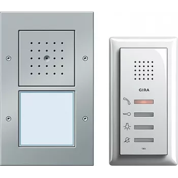 Gira 049543 lauko vaizdo durų skambutis / stotelė, laidinis, IP44, aliuminis ir baltas, aliuminis/termoplastikas, AC/DC
