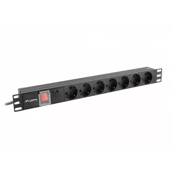 Lanberg PDU-07F-0200-BK 1U horizontalus maitinimo skirstytuvas 7 lizdai 16 A 2 m