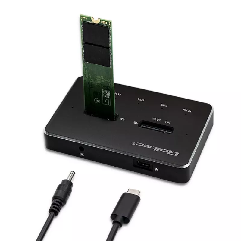 Qoltec 50310 Docking stotelė 2x SSD M.2 SATA NGFF USB Type C