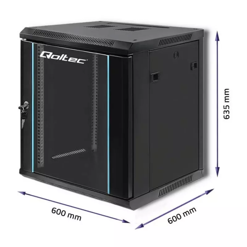 19 colių stelažinė spinta QOLTEC 54467, 12U, 600x635x600 mm