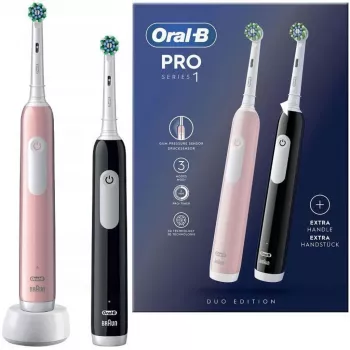 Elektrinis dantų šepetėlis Oral-B Pro 1 Duo – Juoda/Rožinė, 2 valymo režimai