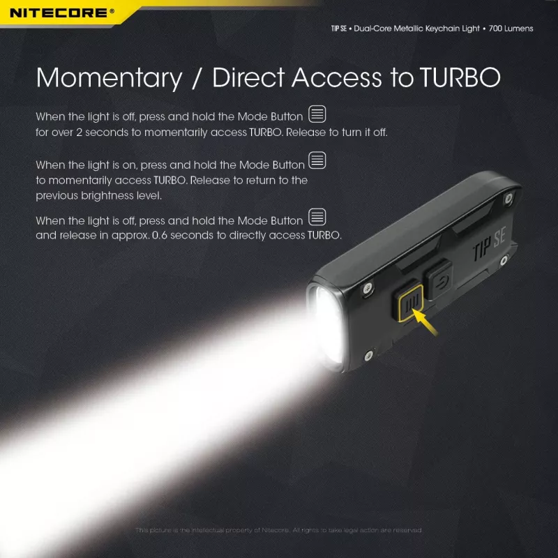 Nitecore TIP SE juodas rankinis žibintuvėlis LED