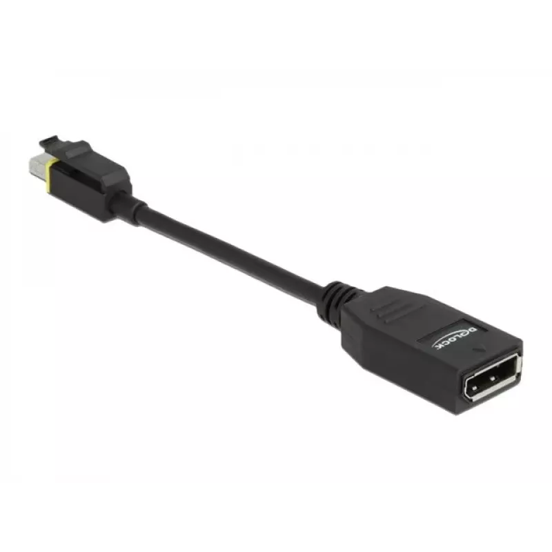 DeLOCK - DisplayPort adapteris - Mini DisplayPort (kištukas) su fiksavimu į DisplayPort (lizdas) - DisplayPort 1.4 - 15 cm - be halogenų, 8K palaikymas - Juoda (65978)