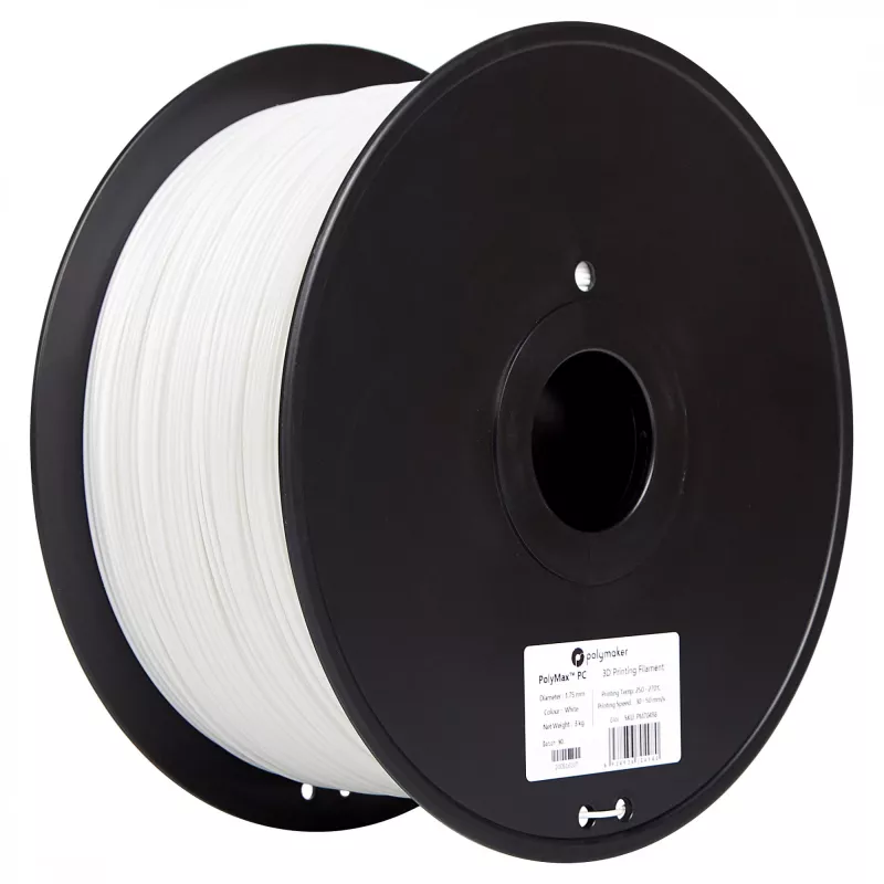 3D spausdinimo filamentas POLYMAKER POLYMAX PC 1,75 mm Baltas 3 kg