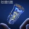 Automobilinis kroviklis usams CC164CC01 30W su 1×USB-A ir 1×USB-C greitajam krovimui