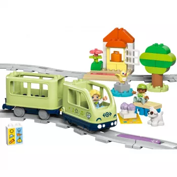 Traukinukų rinkinys LEGO DUPLO Interaktyvi nuotykių geležinkelis 10427, 57 dalių, 2 minifigūrėlės, nuo 2 metų