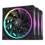120 mm ventiliatorius DeepCool FL12 3-in-1 juodas, 120×25 mm, 2150 RPM, Fluid Dynamic Bearing, PWM, 55 CFM, 32 dB, 3 vnt. pakuotė