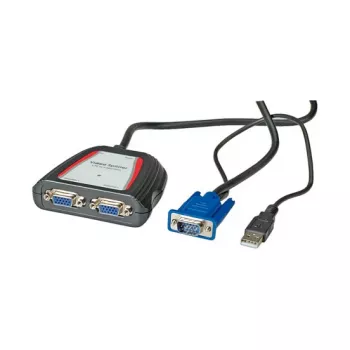 Nešiojamas VGA vaizdo skirstytuvas 2x, 250 MHz, VGA, 2x VGA, pilka, 0.65 m, 1920 x 1440
