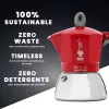 Moka puodas Bialetti Moka Induction 0.1 L raudonas sidabrinis