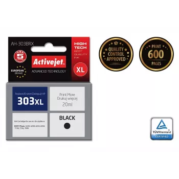 Activejet AH-303BRX rašalo kasetė (HP 303XL T6N04AE pakaitalas; Premium; 20 ml; juoda)